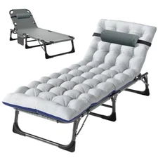 Slsy 4-Position Adjustable Cot Heavy Duty Folding Chaise Lounge Chair Outdoor