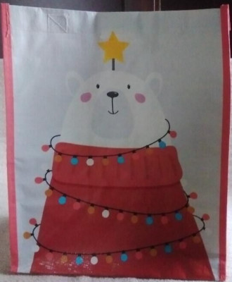 Earth-N-Home Reusable Tote Polar Bear With Christmas Lights & Star