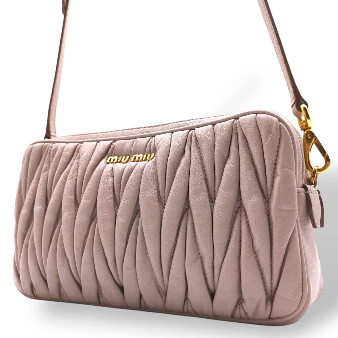 Miu Miu Shoulder Bag Crossbody Matelasse Double Zip Logo Miu Miu Shoulder Bag Crossbody Matelasse Double Zip Logo