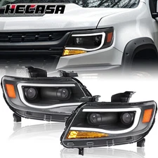For 2015-2022 Chevy Colorado LED DRL Dual Projector Headlights Headlamps Black