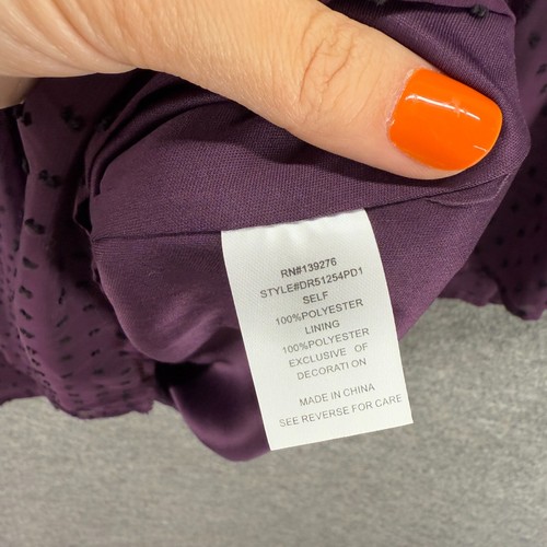 DR2 Dress Women L Large Purple Polka Dot Embroidered Shift Short Lined Hook&Eye - 第 6/7 張圖片