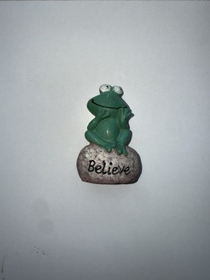 Frog on a Rock Believe Figurine Statue