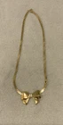 Trifari Gold Tone Bow Rhinestones Vintage Necklace 16”