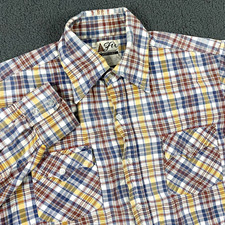 VTG JC Penny Fir Shirt Mens Large Flannel Dagger Collar Double Flap Pocket Retro