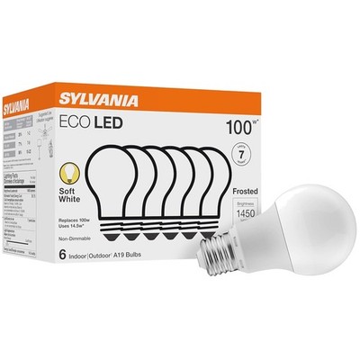 SYLVANIA ECO LED A19 Light Bulb 100W Equivalent 14.5W 6 Pack