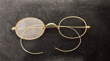 Antique 10K Gold Filled Wire Rim Spectacles Cable Temples One Lens Missing