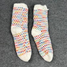 Women's Multi-Color Fair Isle Knit Fuzzy Winter slipper White Cozy one size