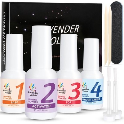 Lavendel Veilchen Acryl Dipping Pulver System Essentials Kit 15ml Big Clear 