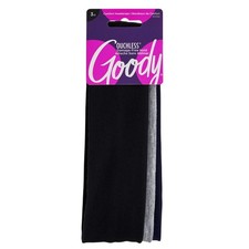Goody Ouchless Comfort Head Wraps - 1 Count Pack of 3 , Black/Grey/Navy Blue