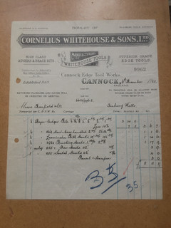 Cannock Tool Manufacturers Invoice.