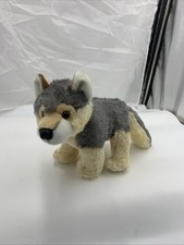 Aurora Plush Timber Wolf Husky Dog Realistic Gray Cream 11" Stuffed Animal BY