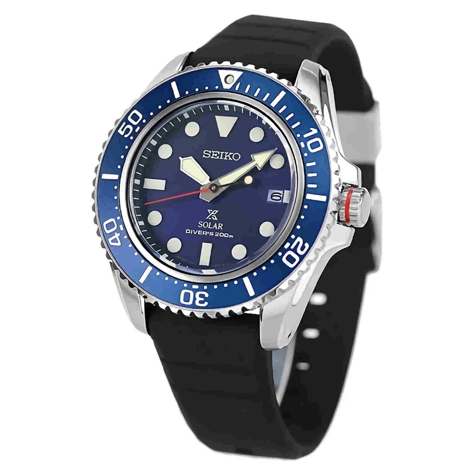 SEIKO Prospex SNE593P1 Solar Blue Dial Date Display Silicone Strap Diver Watch - Image 3 of 4