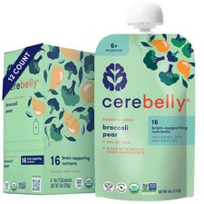 Organic Baby Food Pouches, Broccoli Pear Purees, 16 Nutrients, No Added Sugar...