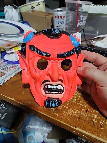 Vintage Devil Half Mask SPIRIT HALLOWEEN vacuform mask Demon
