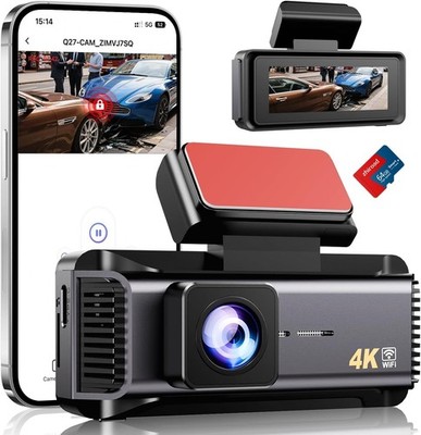 4K Dash Cam Front 2160P Auto Dash Camera Built-in WiFi inkl. 64GB SD-Karte 2.99