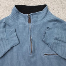 Pendleton Sweatshirt Mens Large Blue 1/4 Zip Cotton/Poly Long Sleeve Pullover