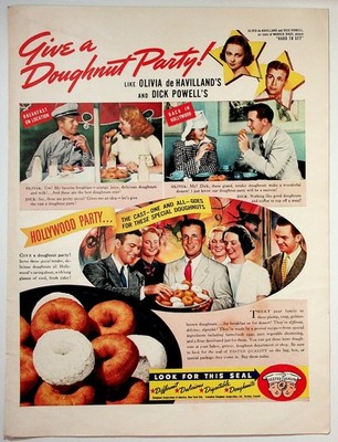 1938 Original Give a Doughnut Party Print Advertisement 10x13 Vintage