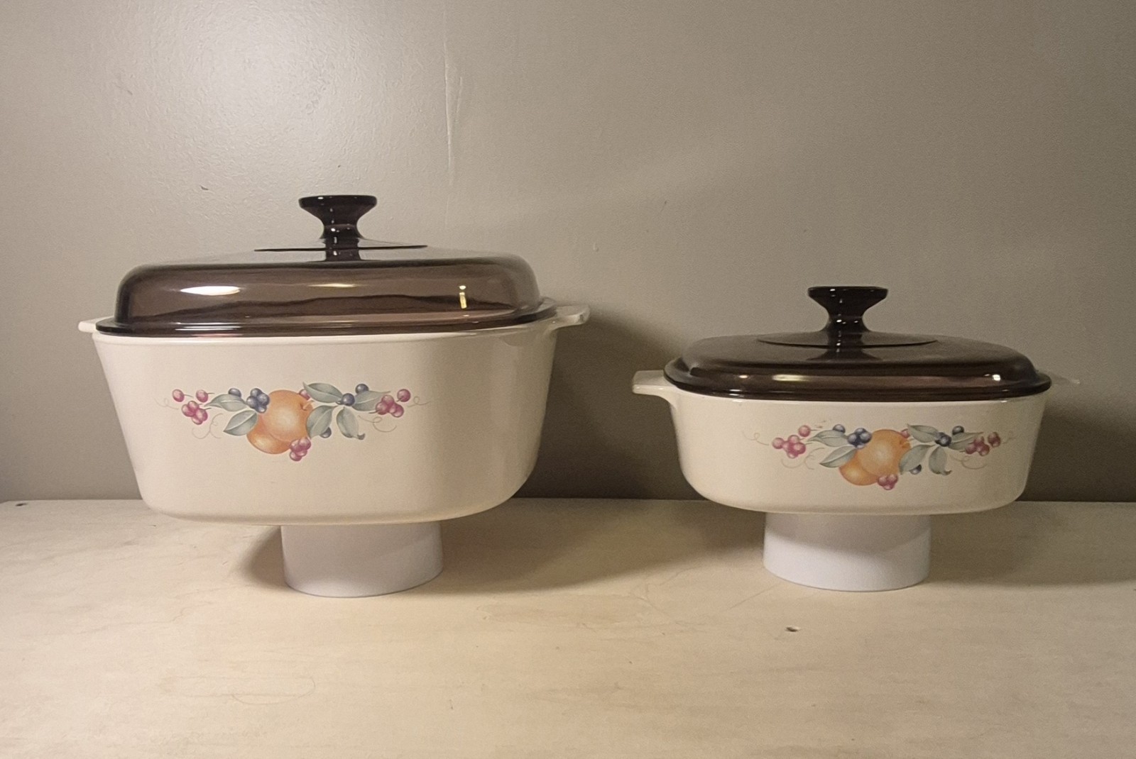 2 Vintage Corning Ware Abundance  A-5-B 5 L And  A-2-B 2 L Casserole Dishes 