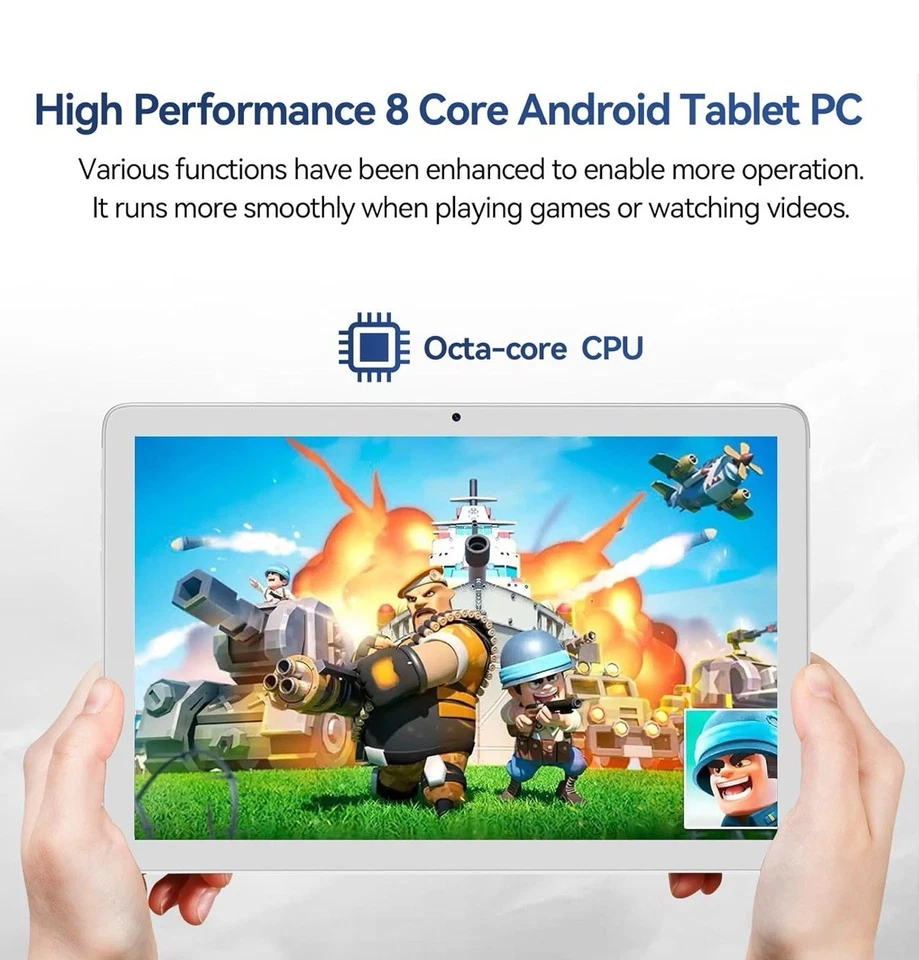 ZONKO 10.1" Android Tablet 128GB+1TB Octa-Core WiFi Bluetooth w/ Keyboard Silver - Image 4 of 4