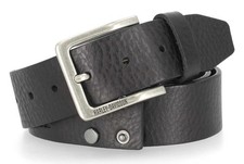 Harley-Davidson Men's Snap Studded Genuine Leather Belt Cuff Duo Set, Black