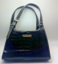Liz Clairborne Small Black Clutch Purse Snap Button Close Buckel Strap