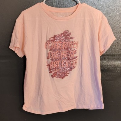 Arizona Jean Co Girls Pink Glitter Graphic Tee XL 18 1/2 Plus