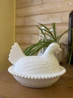 Vintage Indiana White Milk Glass Covered Dish 7”
