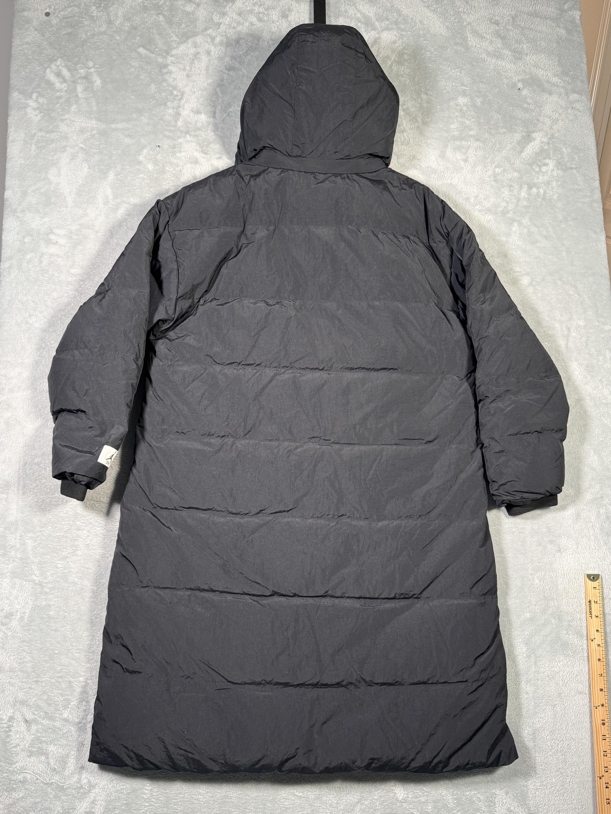 Jordan Parka Coat Womens Large Black Down Puffer Flight Hooded Long Nike Jacket thumbnail 11