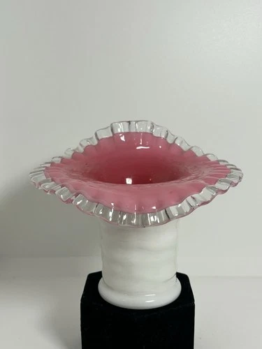 🌸 Fenton Pink Vase Silver Crest Top Hat - Jack In The Pulpit 5.5"