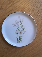 Fürstenberg kleiner Teller mit Goldrand und Wiesenblumen Vintage