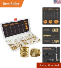 M2-M6 Brass Heat-Set Threaded Inserts Kit - 345 Piece Assortment for 3D Printing