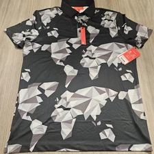 Redvanly Men's Bond Golf Polo Size Medium Black Geometric Print Performance