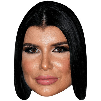 Romi Rain (schwarze Haare) Promi Maske, flaches Kartengesicht, Kostüm Maske