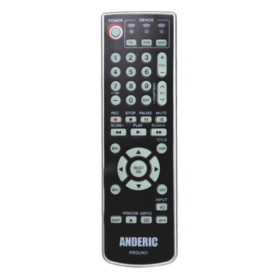 Anderic RR3UNV 3-Device Universal Remote Control for TV/DVD/VCR/Cable/Sat/Audio