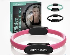 12" Pilates Ring - Pink Magic Circle with Dual Grip  Foam Pads for Toning Open 