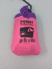 Vintage Neon Go Fly a Kite Pocket Parafoil 19" X 14" w/ tail and line