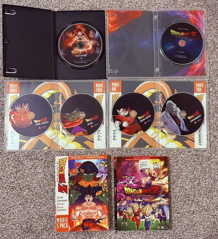 Dragon Ball Z DVD/Blu Ray Movie Bundle w/ Cases, Very Clean! Tested!