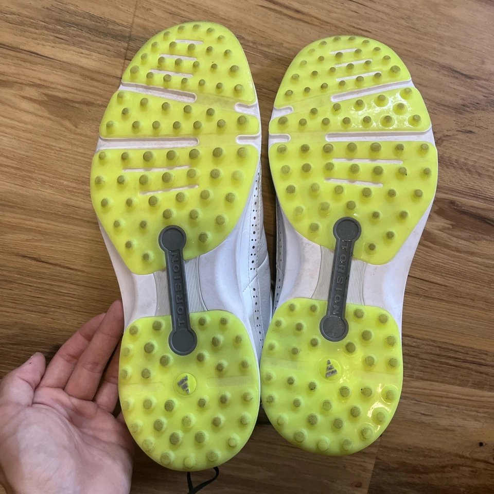 Adidas MC80 Spikeless Men’s Oxford Golf Shoes (11 / White $ Neon Yellow) - Image 2 of 4