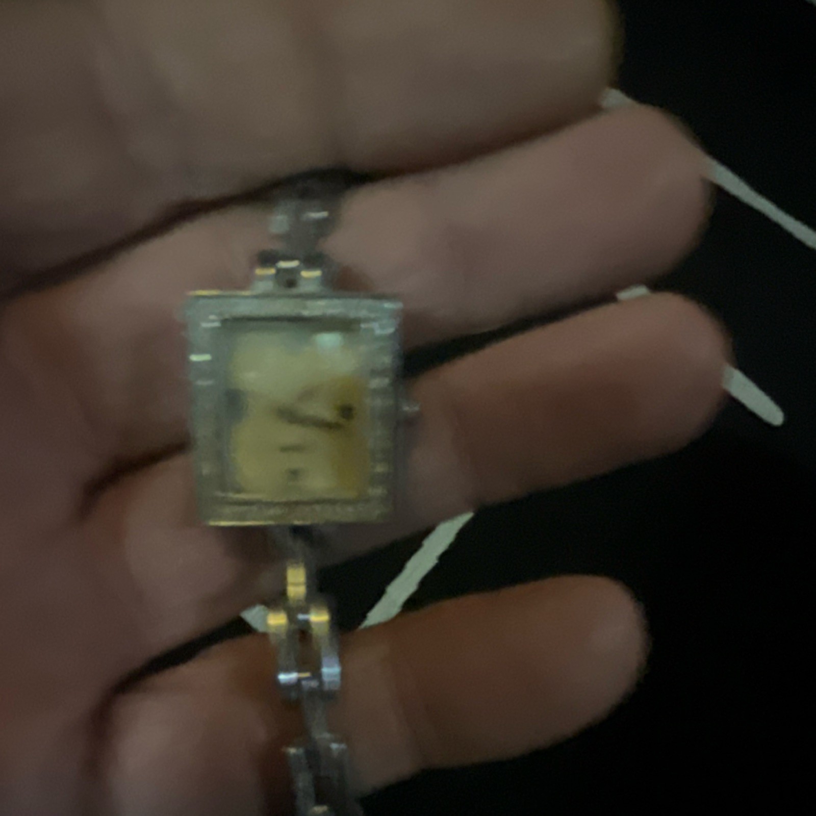 Vintage Silver Rectangular Analog Wristwatch Meta… - image 1