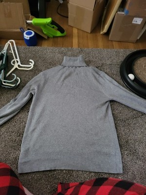 Gray Turtleneck Knit Pullover Sweater Women's Long Sleeve Casual Solid