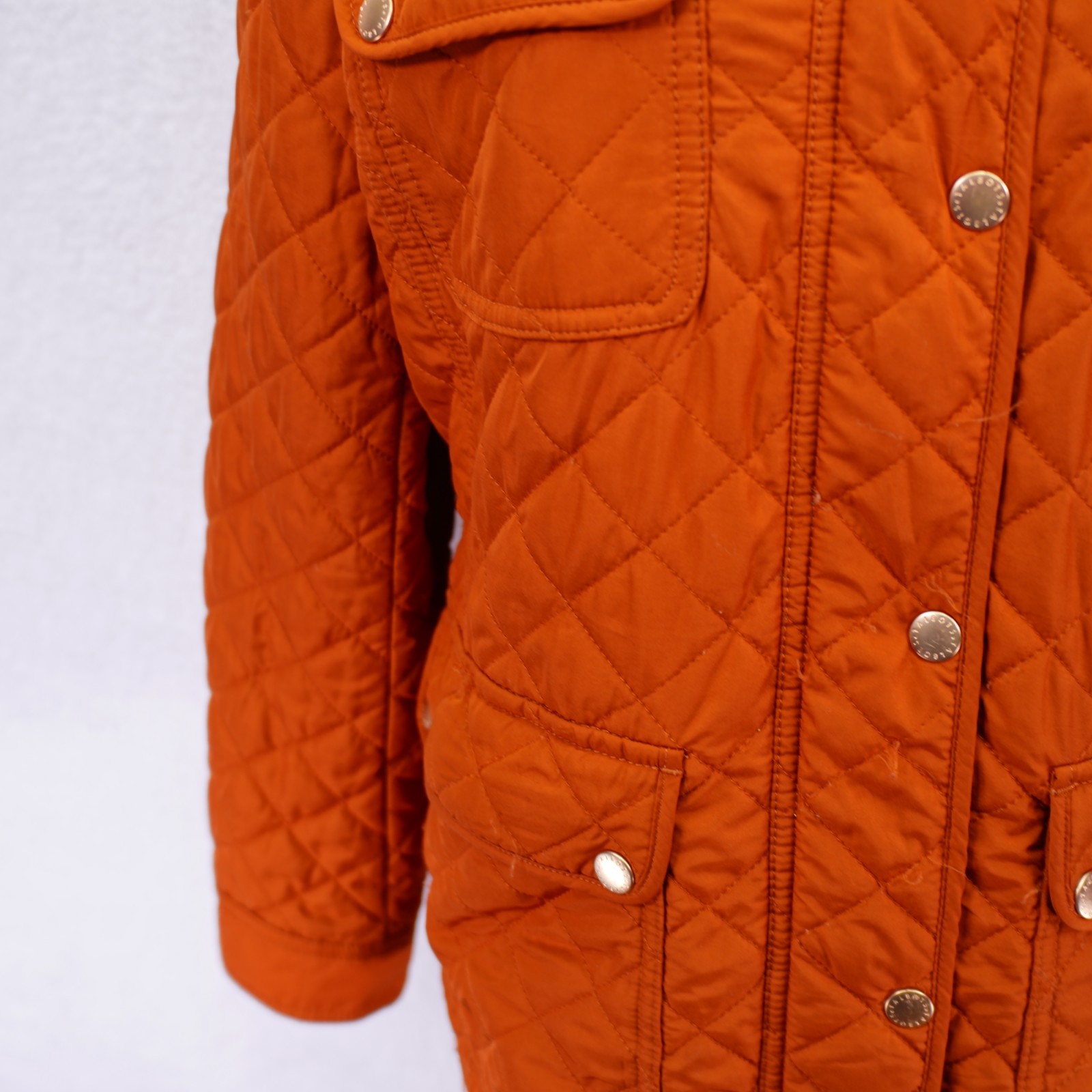 Talbots -Medium- Orange Puffer Zip Button Up Swea… - image 3