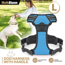 Blue Soft No Pull Reflective Pet Puppy Harness w/Control Handle for Large Dogs