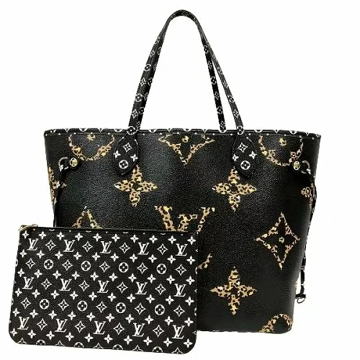 LOUIS VUITTON Neverfull Monogram Giant Jungle Black Tote Shoulder Bag M44676  GI2 | eBay