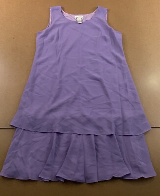 Drapers & Damons Womens Large Purple Sleeveless Layered Ruffle Midi Dress New