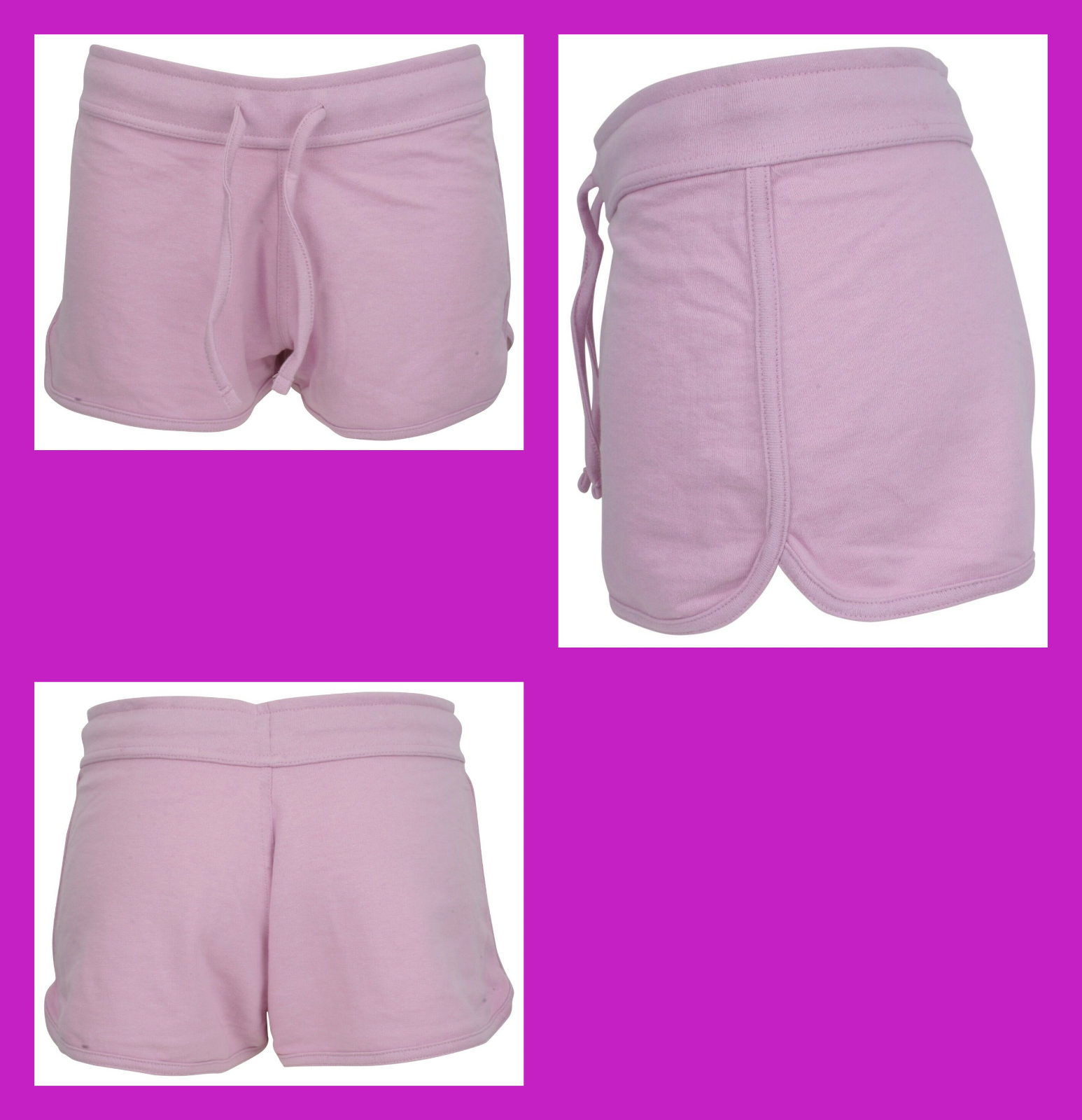 Pink UK 14 Ladies B&C Splash Sweat Shorts Curved Hem, French Terry Gym