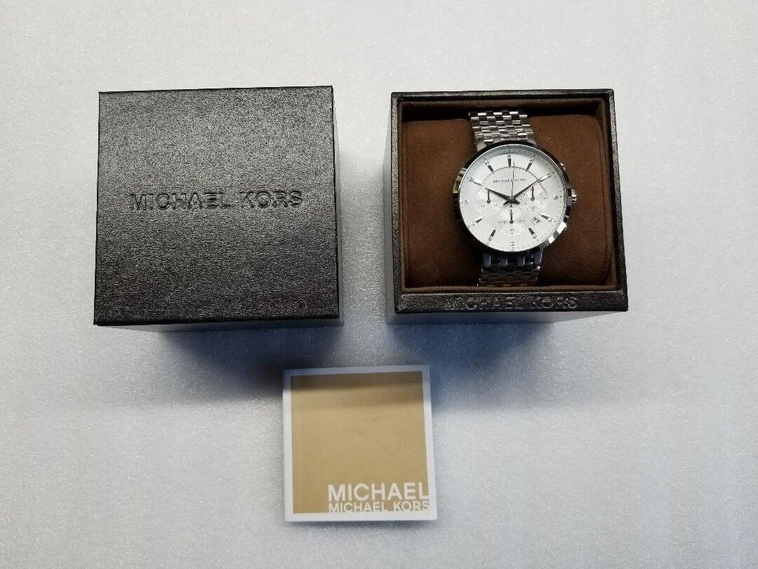 OROLOGIO DONNA MICHAEL KORS CRONOGRAFO DATA QUADRANTE BIANCO ST. ACCIAIO MK6413