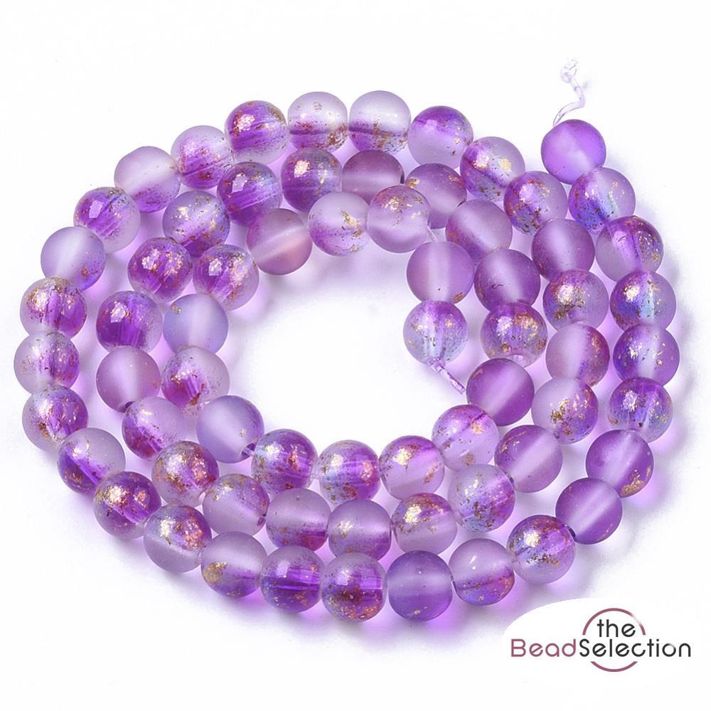 Frosted Glitter Round Glass Beads 4mm 6mm 8mm Jewellery Making 8 Colour