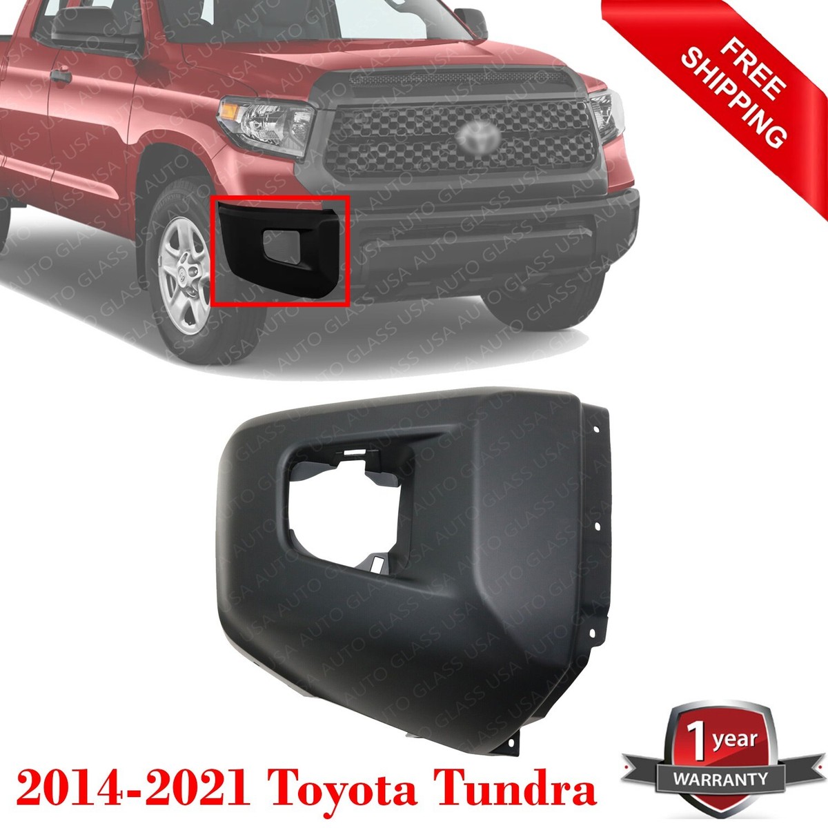 Front Bumper End Caps Chrome Steel For 2014-2020 Toyota Tundra