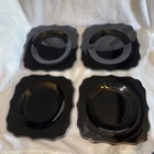 4 Antique VTG BLACK  DEPRESSION GLASS Side Plate Bread Dessert Mt.pleasant 1920s