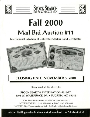 Stock Search International, Fall 2000, Mail Bid Auction #11, FREE SHIPPING